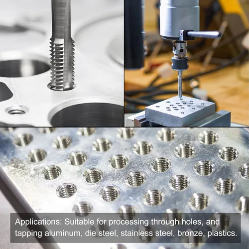 Miniatura 5 de uxcell Macho de roscar para fresado de roscas 3/8"-24 UNF, máquina de mano izquierda HSS (acero de alta velocidad) 6542 sin recubrimiento 3 flautas