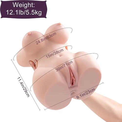 Miniatura 2 de Muñeca sexual de tamaño real para hombre, juguete vaginal con pechos realistas, anal, 12 libras, torso sexual realista de TPE masturbadores
