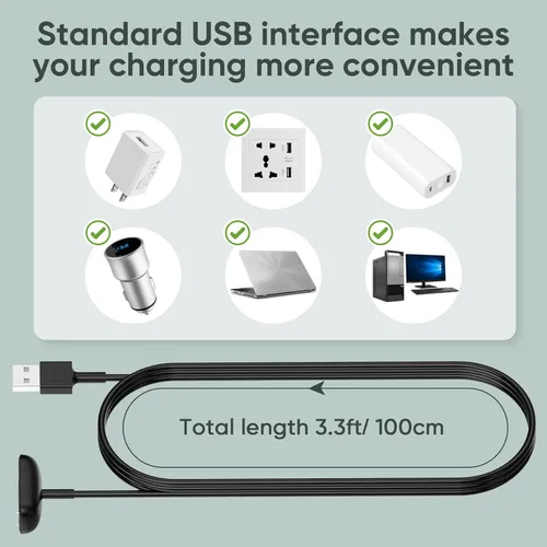 Miniatura 6 de Cable de carga para cargador de repuesto Fitbit Charge 6 (3.3 pies)