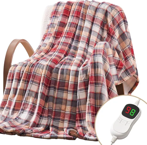 Miniatura 25 de Homemate - Manta eléctrica térmica de 50 x 60 pulgadas ultrasuave de franela, manta calefactora con 10 niveles de calor rápido, 8 horas de apagado