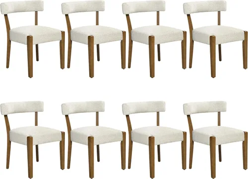 Miniatura 7 de RNKSFX Juego de 2 sillas de comedor modernas de piel sintética tapizadas para cocina y comedor, sillas modernas de madera de mediados de siglo, Beige