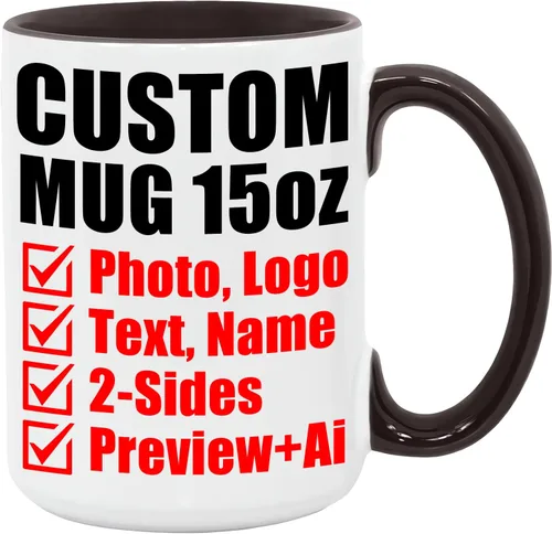 Miniatura 7 de Taza de café personalizada – Tazas personalizadas con texto en imagen, logotipo personalizado con nombre, taza de cerámica – Cumpleaños