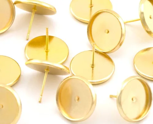 Miniatura 3 de Adabele - 50 piezas de aretes chapados en oro amarillo de 18 quilates, hipoalergénicas, resistentes al deslustre, bandeja de bisel, ajuste de taza
