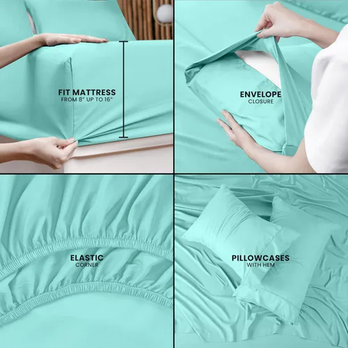 Miniatura 460 de Utopia Bedding Juego de sábanas Queen – Sábanas de 4 piezas para cama tamaño Queen, microfibra suave y transpirable, incluye 1 sábana bajera, 1 Gris