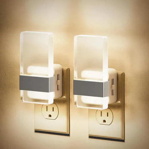 Miniatura 9 de JandCase Luces nocturnas enchufables a la pared, sensor de atardecer a amanecer, LED blanco suave de 3000 K, diseño acrílico, brillo ajustable de 0