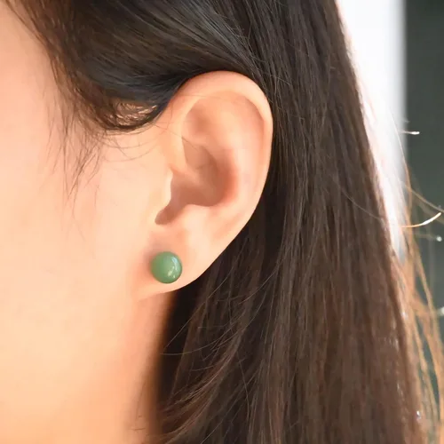 Miniatura 7 de Jade Earrings Studs, Green Jade Earrings for Women, 925 Sterling Silver Stud Earrings for Sensitive Ears, Jade Jewelry for Women & Men