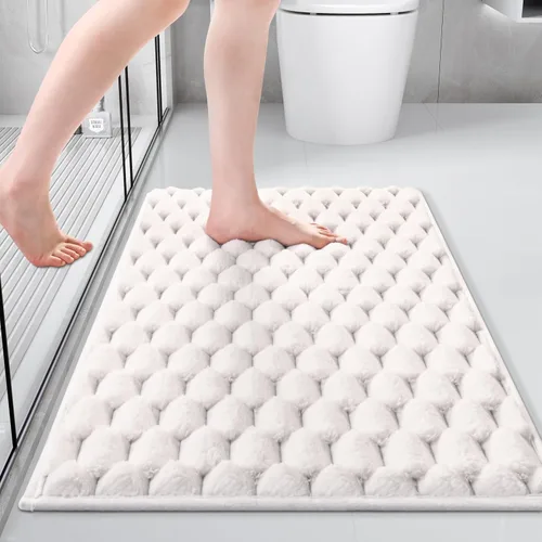 Miniatura 7 de Anybar Tapete de baño y tapete de baño de 16 x 24 pulgadas, tapete de ducha de franela de felpa antideslizante y absorbente, tapetes de baño suaves