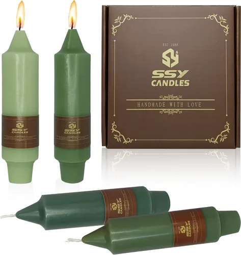 Miniatura 30 de Velas cónicas cortas de 5 pulgadas, velas sin aroma hechas a mano, juego de 4 con tiempo de combustión largo, velas retorcidas para boda, hogar