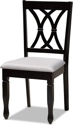 Miniatura 2 de Baxton Studio Petrina - Juego de comedor tapizado de tela gris, madera con acabado marrón expreso, 7 piezas