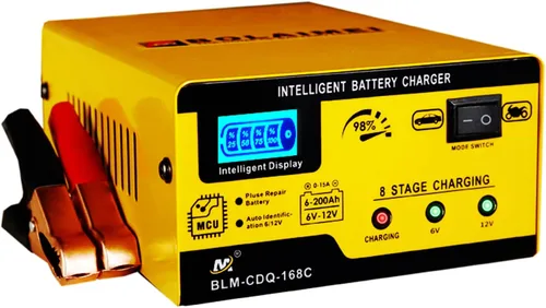Cargador de batería para auto de 6V y 12V, cargador de goteo inteligente de 15A, mantenedor, cargador de batería de ciclo profundo con reparación de