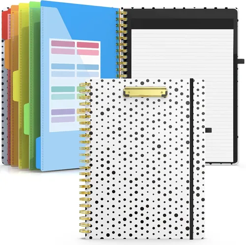 Miniatura 12 de Sooez Folio portapapeles con bloc de notas recargable, carpeta con 10 bolsillos de almacenamiento para tamaño carta, cuaderno portapapeles