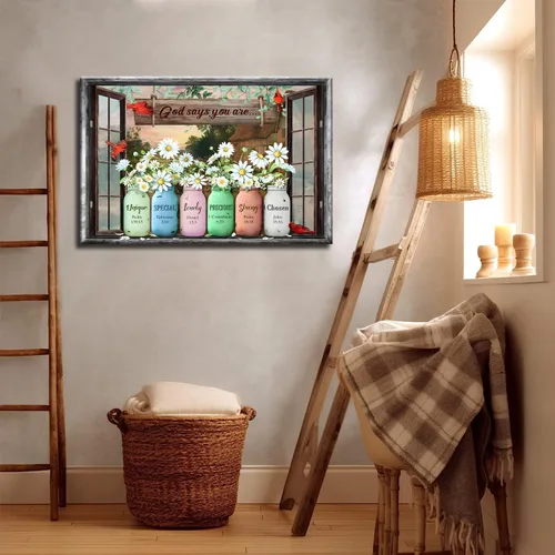 Miniatura 8 de Lienzo enmarcado con texto en inglés "God Says You Are Inspirationa", arte para pared, versículos de la Biblia, decoración de pared, póster