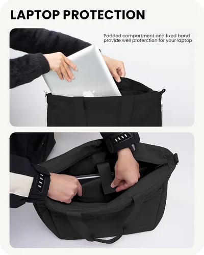 Miniatura 4 de Bolsa de mano para mujer con cremallera, bolsa de mano grande acolchada de 14 pulgadas para laptop con funda para carrito