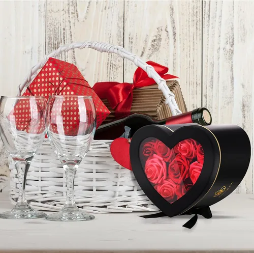 Miniatura 7 de Zonon Cajas de regalo en forma de corazón para el día de San Valentín para flores, chocolate, doble capa, caja giratoria de 2 niveles para el día