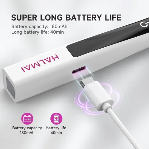 Miniatura 6 de Halmai Lámpara de uñas UV de mano para esmalte de gel, mini luz roja portátil con LED, secadora USB recargable inalámbrica, herramienta de salón