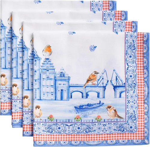 Miniatura 44 de Maison d' Hermine Happy Florals - Juego de 4 servilletas 100% algodón suave y cómodo perfectas para cenas familiares, bodas, fiestas de cóctel, 063