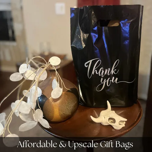 Miniatura 12 de Rainbows & Lilies 100 Bolsas de Plástico de Agradecimiento con Asas - 12"An x 15"Al Bolsas de Compras Gruesas Reutilizables al Por Mayor para Negro