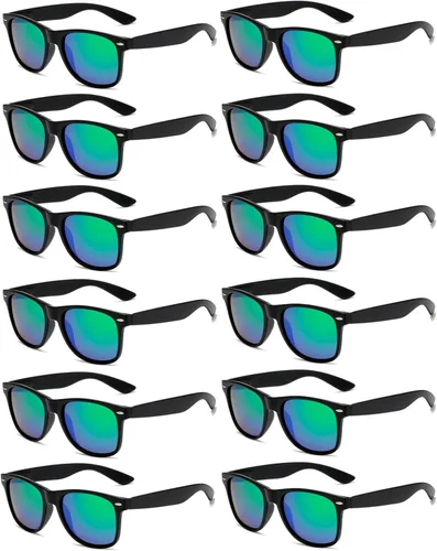 Miniatura 7 de Eyegla Paquete de 8/12/18 lentes de sol de neón a granel coloridos para fiesta, gafas retro para fiesta para adultos, hombres y mujeres