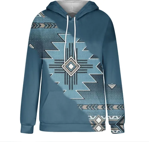 Miniatura 12 de Sudaderas con capucha azteca occidental para mujer, sudaderas de manga larga con gráficos vintage, camisetas de vaquera, ropa 2023