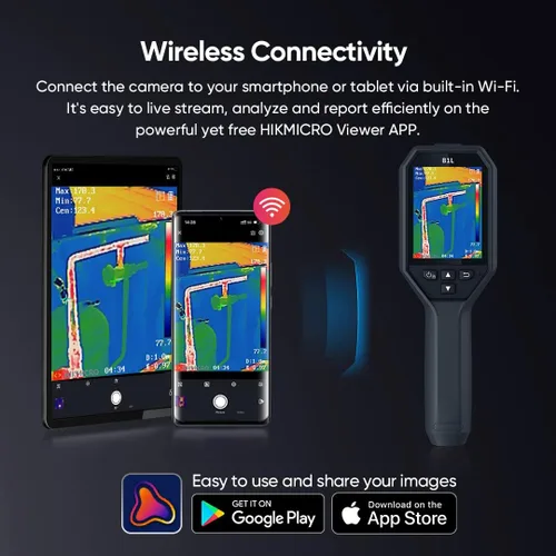 Miniatura 3 de HIKMICRO B1L 160 x 120 IR Resolución Cámara de imágenes térmicas con WiFi, frecuencia de actualización de 25 Hz, pantalla LCD de 3.2 pulgadas