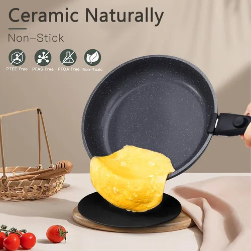 Miniatura 42 de GiPP Juego de ollas y sartenes de cerámica antiadherentes, antiadherentes con mango desmontable, saludable y no tóxico, sin PFAS PFOA y PTFE, apto