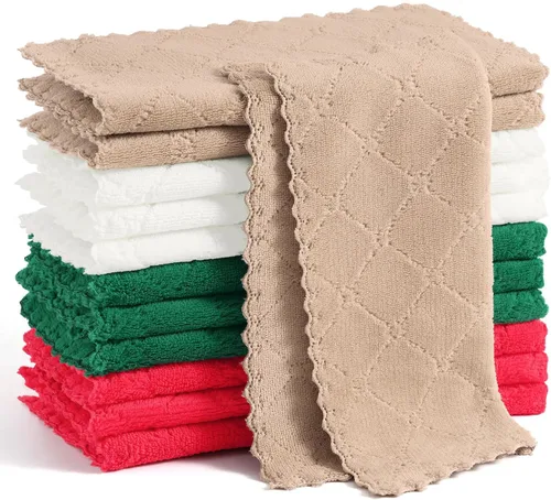 Miniatura 84 de Homaxy - Paquete de 12 trapos de cocina (10 x 10 pulgadas, morado), de terciopelo coral, supersuaves y absorbentes, de secado rápido, paño