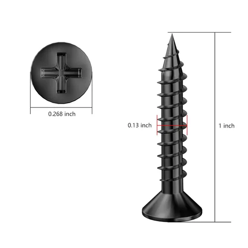 Miniatura 2 de Wensilon (400Pcs) #6x1 Tornillo de madera negro de cabeza plana autorroscante de metal rápido