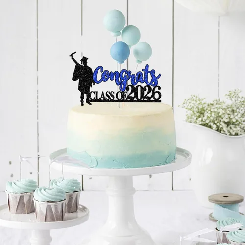 Miniatura 5 de 1 paquete de decoración para tarta de graduación para niña, con purpurina, para diploma, decoración para adultos mayores 2026, para niñas, escuela