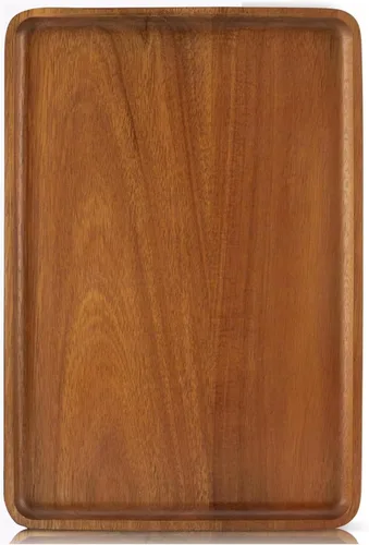 Miniatura 8 de 1 bandeja rectangular de madera de acacia maciza de 13 x 9 pulgadas, tablero de madera natural para bar, fiesta de café