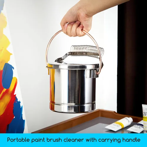 Miniatura 6 de MEEDEN Lavadora de pinceles de pintura portátil: limpiador de pinceles de acero inoxidable con capacidad extra grande - Soporte para pinceles