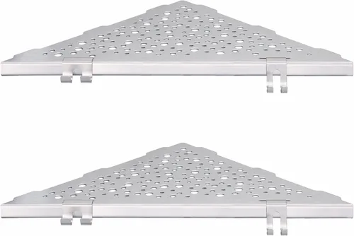 Miniatura 12 de WELLUP Estante de ducha esquinero con 4 ganchos, estantes de baño empotrados de acero inoxidable 304 de 10 pulgadas, instalación sin taladrar