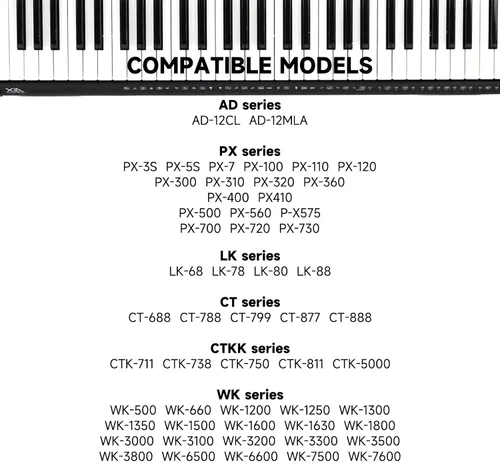 Miniatura 4 de Cargador de cable de alimentación de teclado Casio de 12 V CC para teclado Casio WK-1200 WK-1300 WK-1600 WK-1800 WK-1630 WK-3000 WK-3000D WK-3200