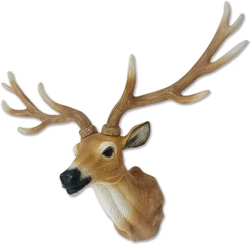 Miniatura 10 de Keygift Decoración de pared geométrica de cabeza de ciervo negro y cobre, resina de taxidermia sintética, cabeza de animal, montaje en pared