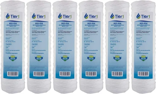 Miniatura 12 de Tier1 Cartucho de repuesto de filtro de agua para sedimentos de polipropileno enrollado de 50 micrones, 10 x 2.5 pulgadas, compatible con Pentek