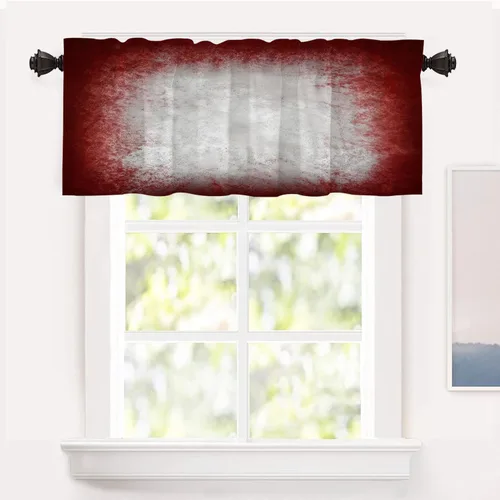 Miniatura 56 de Shrahala Beige and Orange Abstract Art Brushstrokes Blackout Curtain Tiers, Abstract Oil Paint Kitchen Valance Light Blocking Tier Drapes with Rod