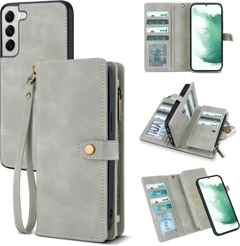 Miniatura 23 de TwoHead Funda tipo cartera para Samsung Galaxy S22 Ultra con tarjetero y funda magnética desmontable, funda de cuero con protección completa
