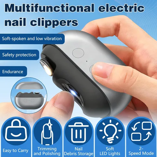 Miniatura 5 de Cortauñas inteligente Easy Clipper, nuevo cortauñas eléctrico 3 en 1 Easyclip para personas mayores, cortauñas automático con luz LED