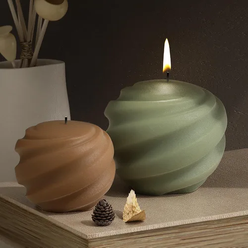 Paquete de 2 moldes para hacer velas en espiral de bola ondulada, molde de silicona 3D para fundición de resina