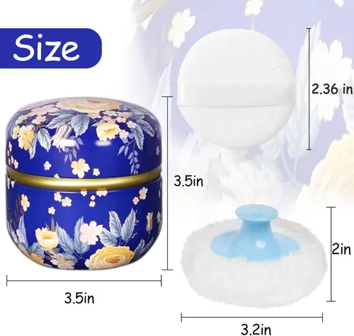 Miniatura 2 de WEMEGA - Estuche para polvo corporal con contenedor de polvo para polvo, caja de té para bebés y mujeres, soplo de polvo y estuche para polvo