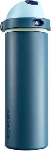 Miniatura 43 de POWCAN - Botella de agua aislada, 24 oz, tapa 2 en 1, boquilla de botón, popote abatible, a prueba de fugas, acero inoxidable, para portavasos