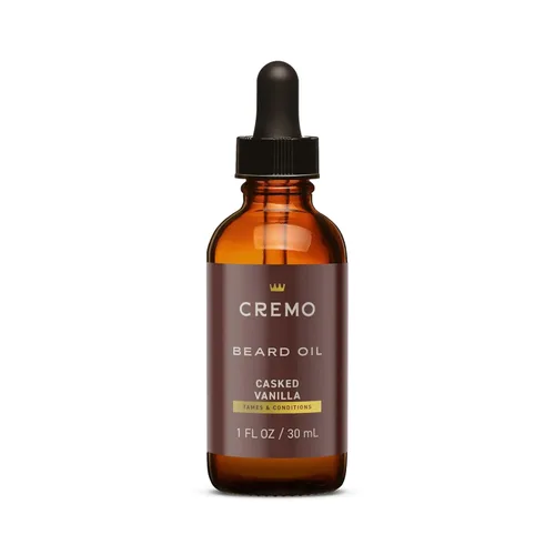 Aceite para barba Cremo, vainilla añejada revitalizante, 1 fl oz - Restaura la humedad natural y suaviza tu barba para ayudar a aliviar el picor de