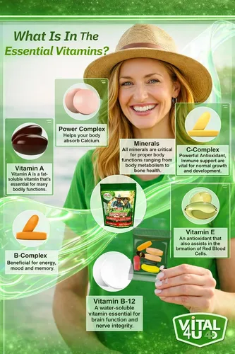 Miniatura 5 de VITAL 4U® Vitamin Essentials - Multivitamínico diario para hombres y mujeres, apoyo inmunológico, fórmula multimineral, 30 porciones