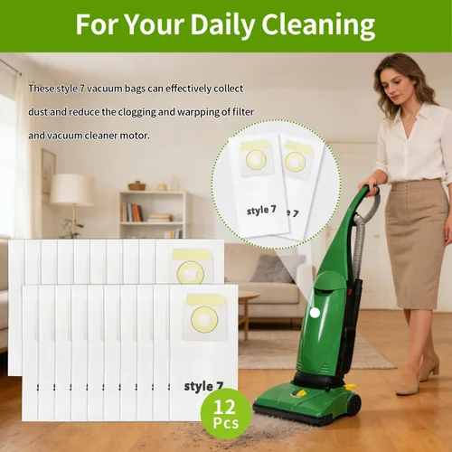 Miniatura 6 de Paquete de 12 bolsas de vacío de repuesto, estilo 7, bolsa de papel, compatible con PowerForce Uprights Aspiradoras 3537 3522 35221 35223 35224