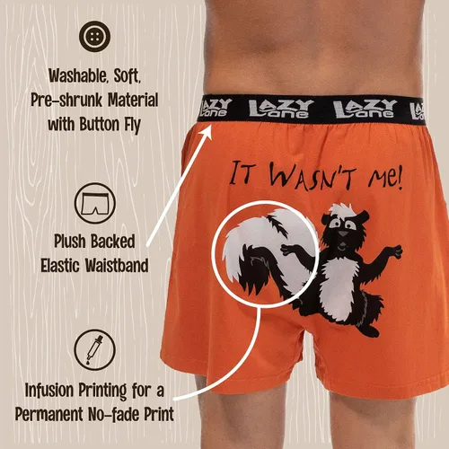 Miniatura 5 de Lazy One - Bóxer corto con estampados de animales divertidos, ropa interior novedosa y divertida, regalos chistosos para hombres, calzoncillos bóxer