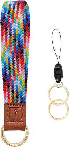 Miniatura 23 de Fishent Llavero elástico, bonito llavero de pulsera, cordón de muñeca tejido mejorado para llaves, llaveros para mujeres y hombres, llaves