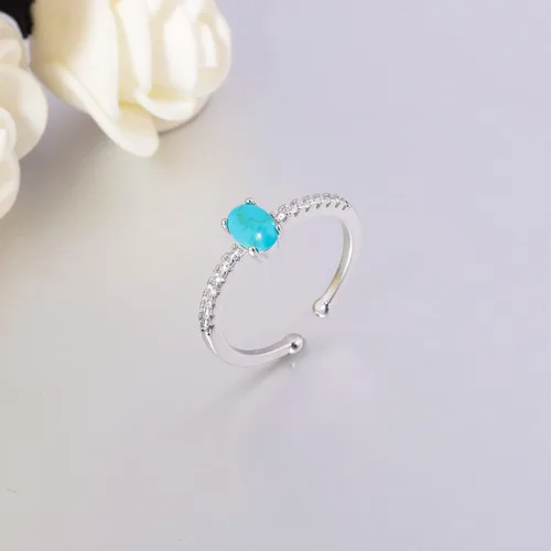 Miniatura 4 de CiNily Anillo de oro rosa de 14 quilates chapado en oro rosa turquesa ajustable para mujeres, adolescentes y niñas