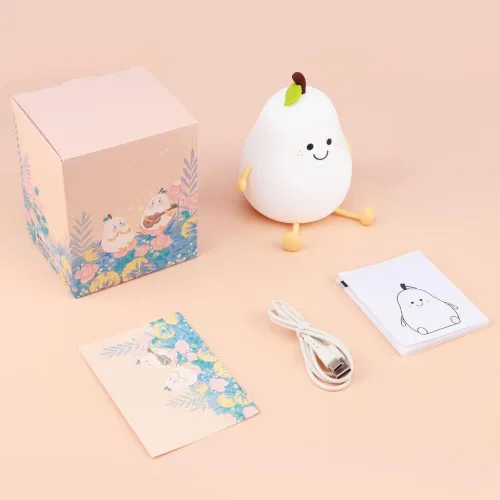 Miniatura 9 de Luz nocturna de pera para niños, lámpara de silicona recargable por USB de 1200 mAh, control táctil blanco cálido y 7 colores, 3 niveles de brillo