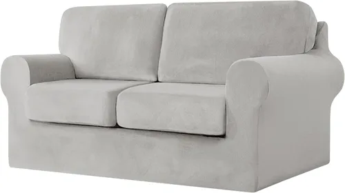 Miniatura 81 de UNBBRRL Fundas de sofá de 3 piezas para sofá, funda de terciopelo elástico para sillón con 1 funda de cojín de asiento y 1 funda de respaldo