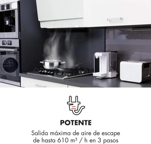 Miniatura 3 de Klarstein Campana extractora de cocina, pared con filtro, aluminio anti-grasa para lavavajillas, flujo de aire 607m³/h, LED, controles táctiles