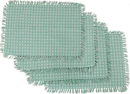 Miniatura 9 de Mantel de mesa, amarillo/blanco con flecos tejidos, 100% algodón, tamaño 52x70 pulgadas, adecuado para cenas formales, comidas diarias y ocasiones